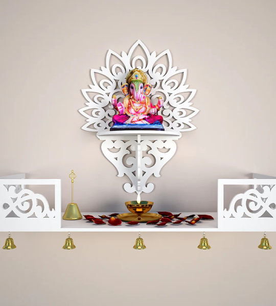 Wooden Temple/ Pooja Mandir Design with Shelf||Beautiful Wall Hanging || Brown and White color